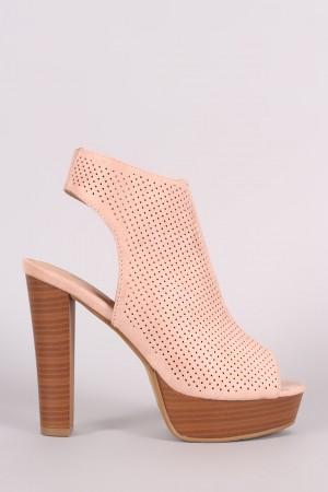 Perforated Suede Chunky Platform Mule Heel
