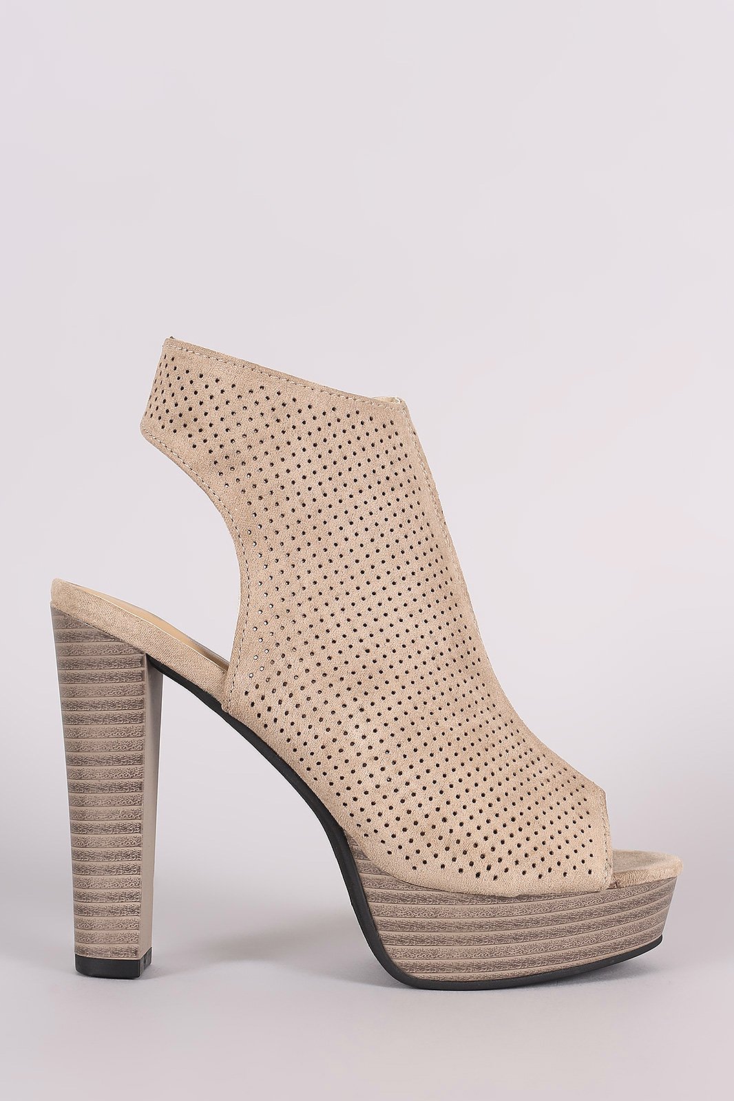Perforated Suede Chunky Platform Mule Heel