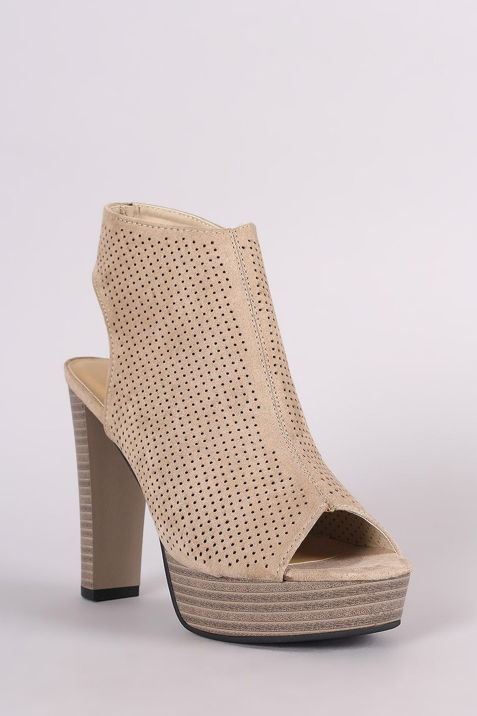 Perforated Suede Chunky Platform Mule Heel