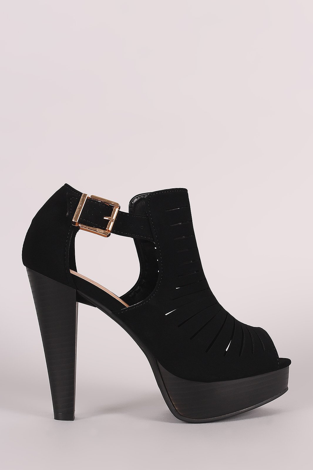 Cutout Nubuck Chunky Platform Mule Heel