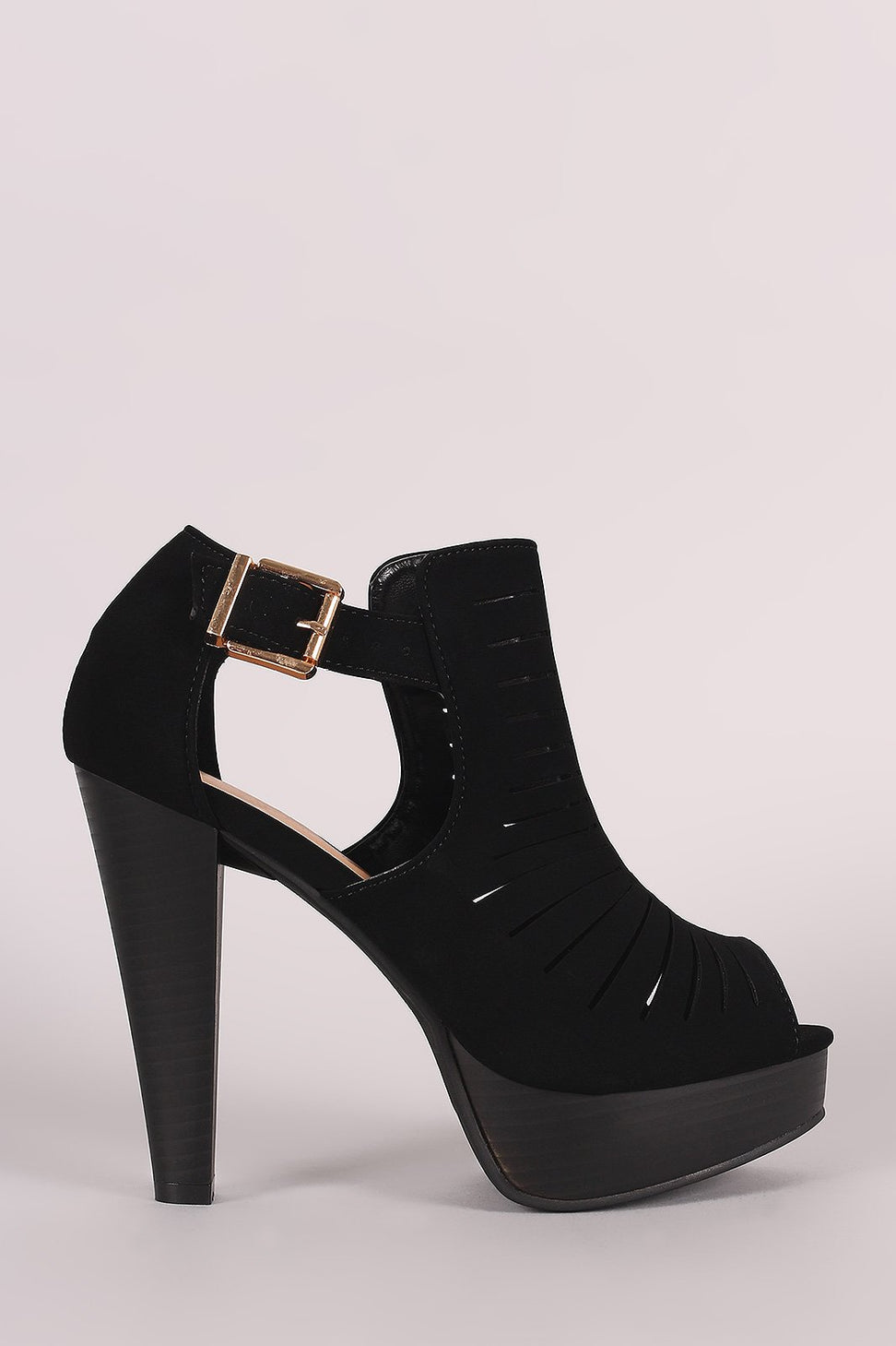Cutout Nubuck Chunky Platform Mule Heel