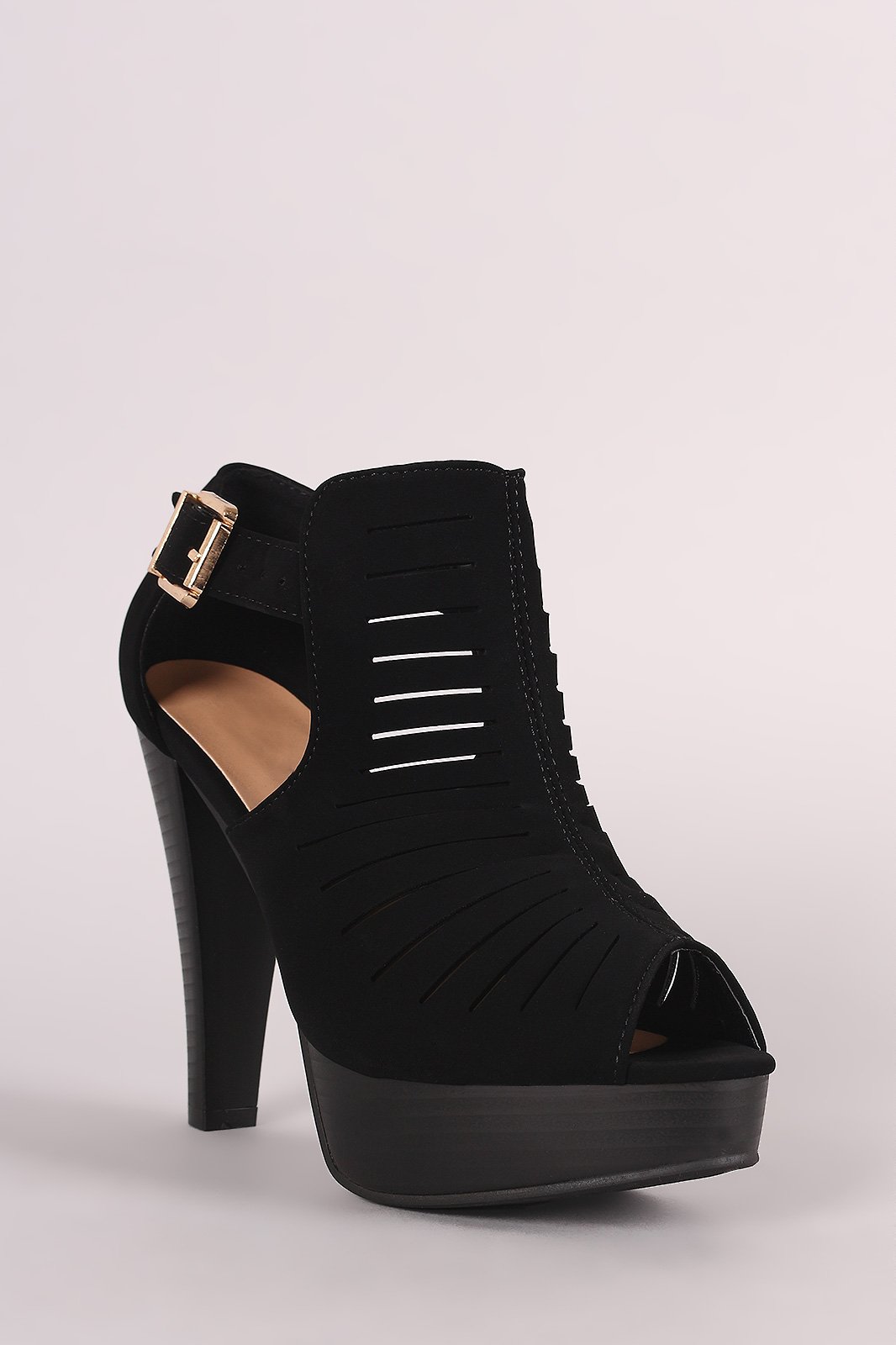 Cutout Nubuck Chunky Platform Mule Heel