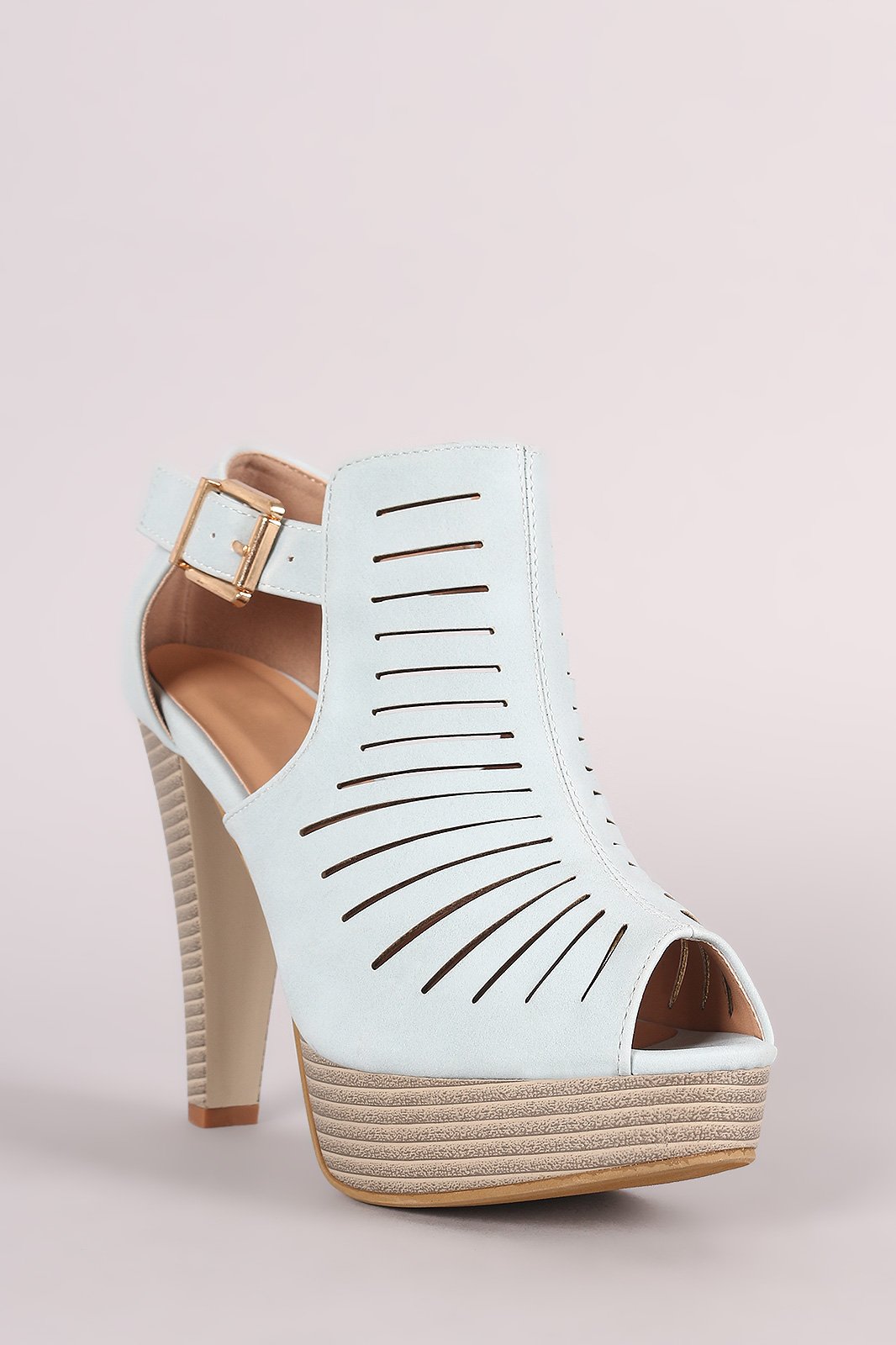 Cutout Nubuck Chunky Platform Mule Heel