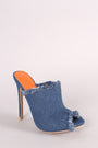 Shoe Republic LA Frayed Denim Mule Stiletto Heel