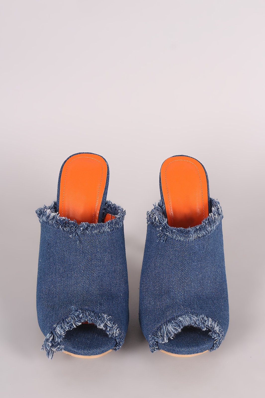 Shoe Republic LA Frayed Denim Mule Stiletto Heel