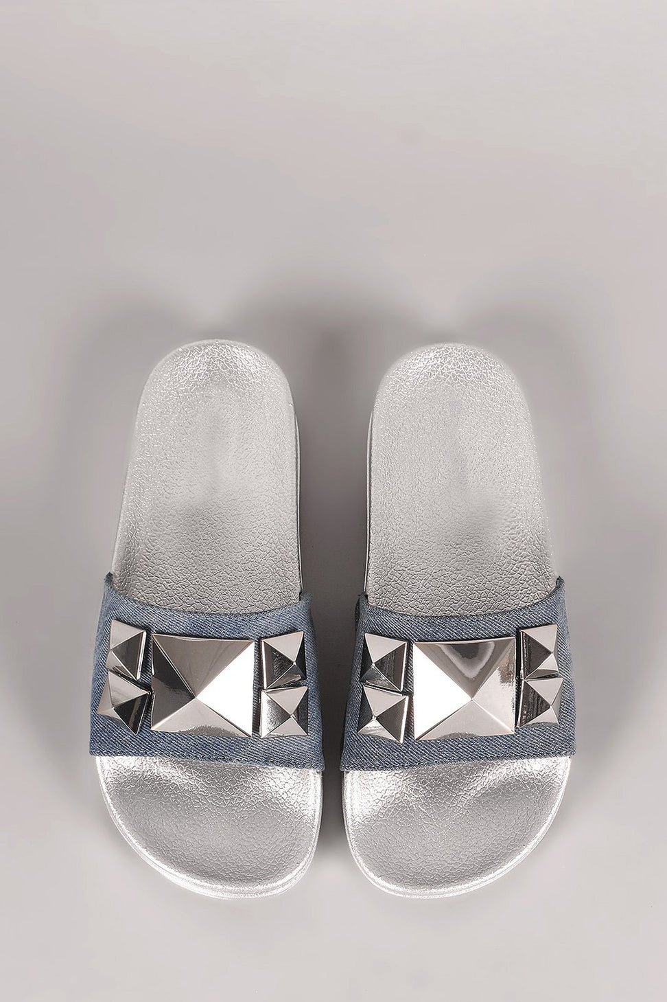Shoe Republic LA Denim Studded Slide Sandal