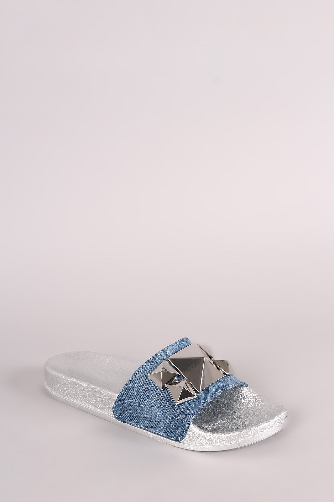 Shoe Republic LA Denim Studded Slide Sandal