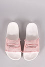 Shoe Republic LA Frayed Cutout Denim Slide Sandal