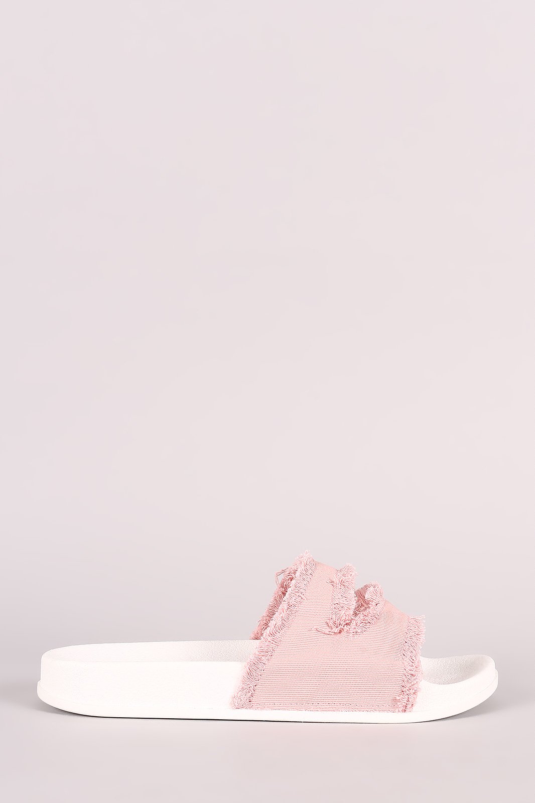 Shoe Republic LA Frayed Cutout Denim Slide Sandal