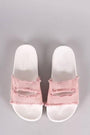 Shoe Republic LA Frayed Cutout Denim Slide Sandal