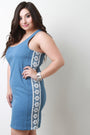 Crochet Detailed Sleeveless Denim Mini Dress