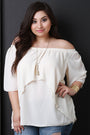 Off-The-Shoulder Tier Bell Sleeves Chiffon Flowy Top