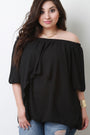 Off-The-Shoulder Tier Bell Sleeves Chiffon Flowy Top
