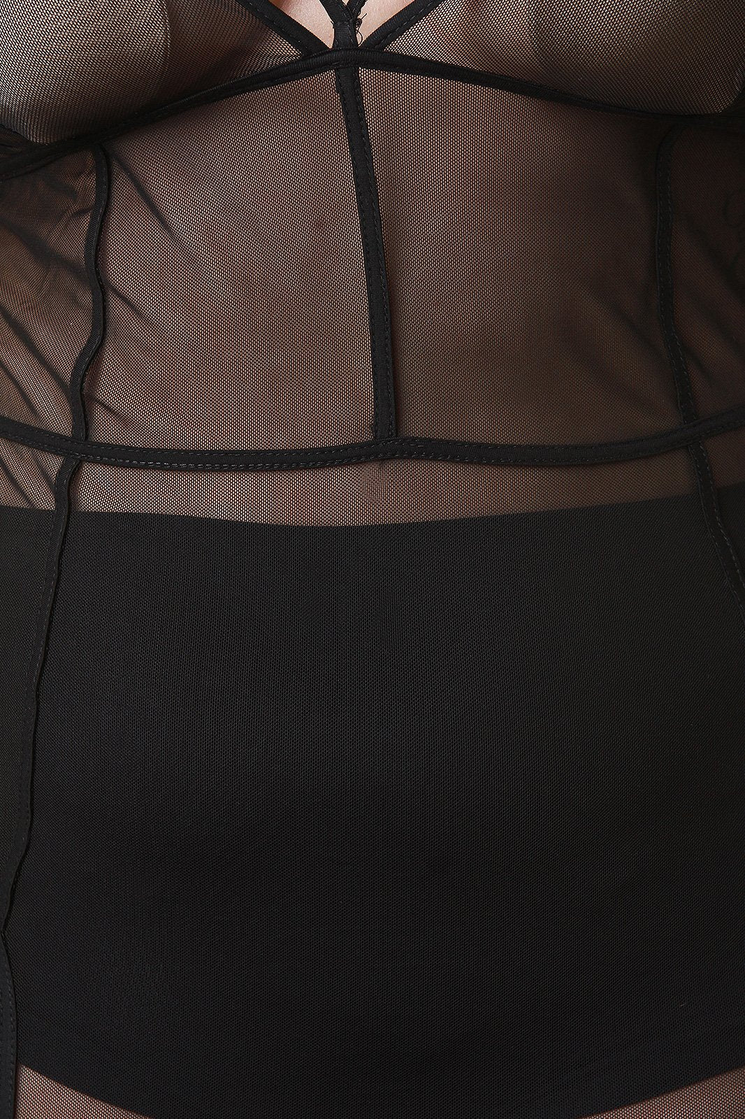 Strappy Semi-Sheer Mesh Grid Sleeveless Midi Dress