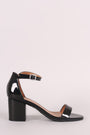 Bamboo Patent Ankle Strap Open Toe Block Heel