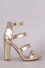 Bamboo Strappy Metallic Ladder-Up Chunky Heel