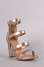 Bamboo Strappy Metallic Ladder-Up Chunky Heel