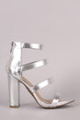 Bamboo Strappy Metallic Ladder-Up Chunky Heel