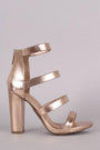 Bamboo Strappy Metallic Ladder-Up Chunky Heel