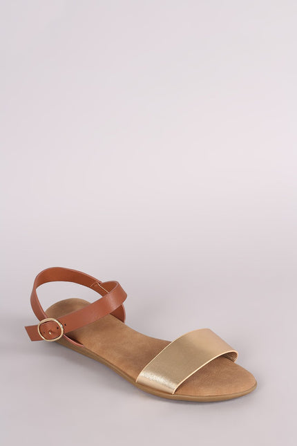 Bamboo One Band Ankle Strap Flat Sandal