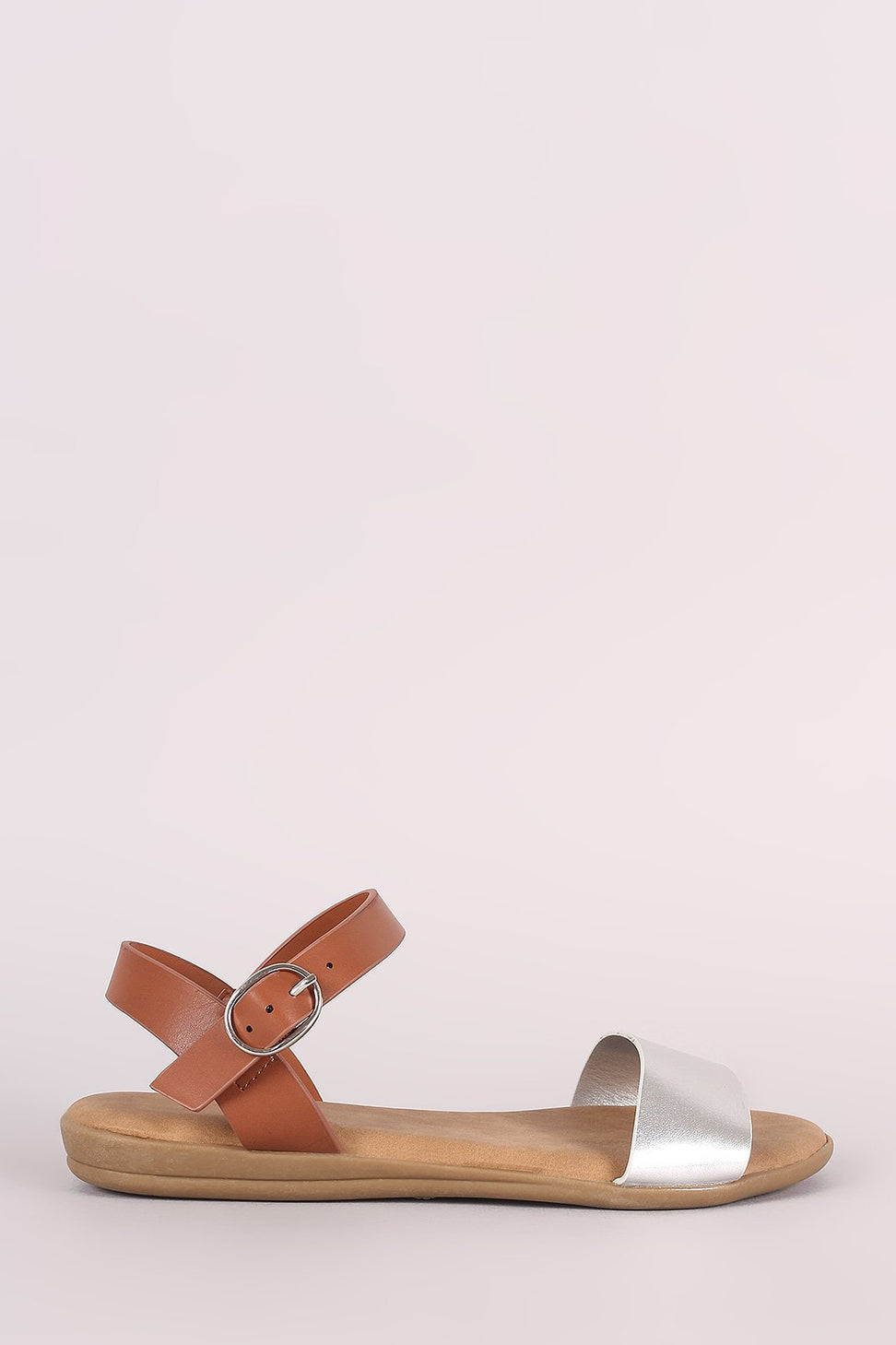 Bamboo One Band Ankle Strap Flat Sandal