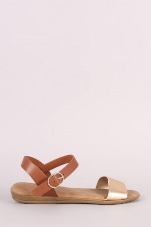 Bamboo One Band Ankle Strap Flat Sandal