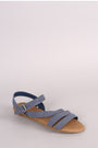 Bamboo Denim Open Toe Asymmetric Strap Flat Sandal