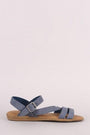Bamboo Denim Open Toe Asymmetric Strap Flat Sandal