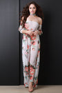 Floral Mesh Choker Jumpsuit Maxi Dress