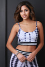 Tye Dye Striped Rib Knit Trim Crop Top