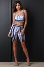 Tye Dye Striped Rib Knit Trim Crop Top