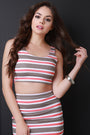 Ribbed Knit Striped Sleeveless Crop Top