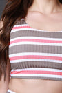 Ribbed Knit Striped Sleeveless Crop Top