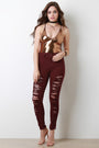 Metallic V-Neck Spaghetti Strap Crisscross Back Bodysuit