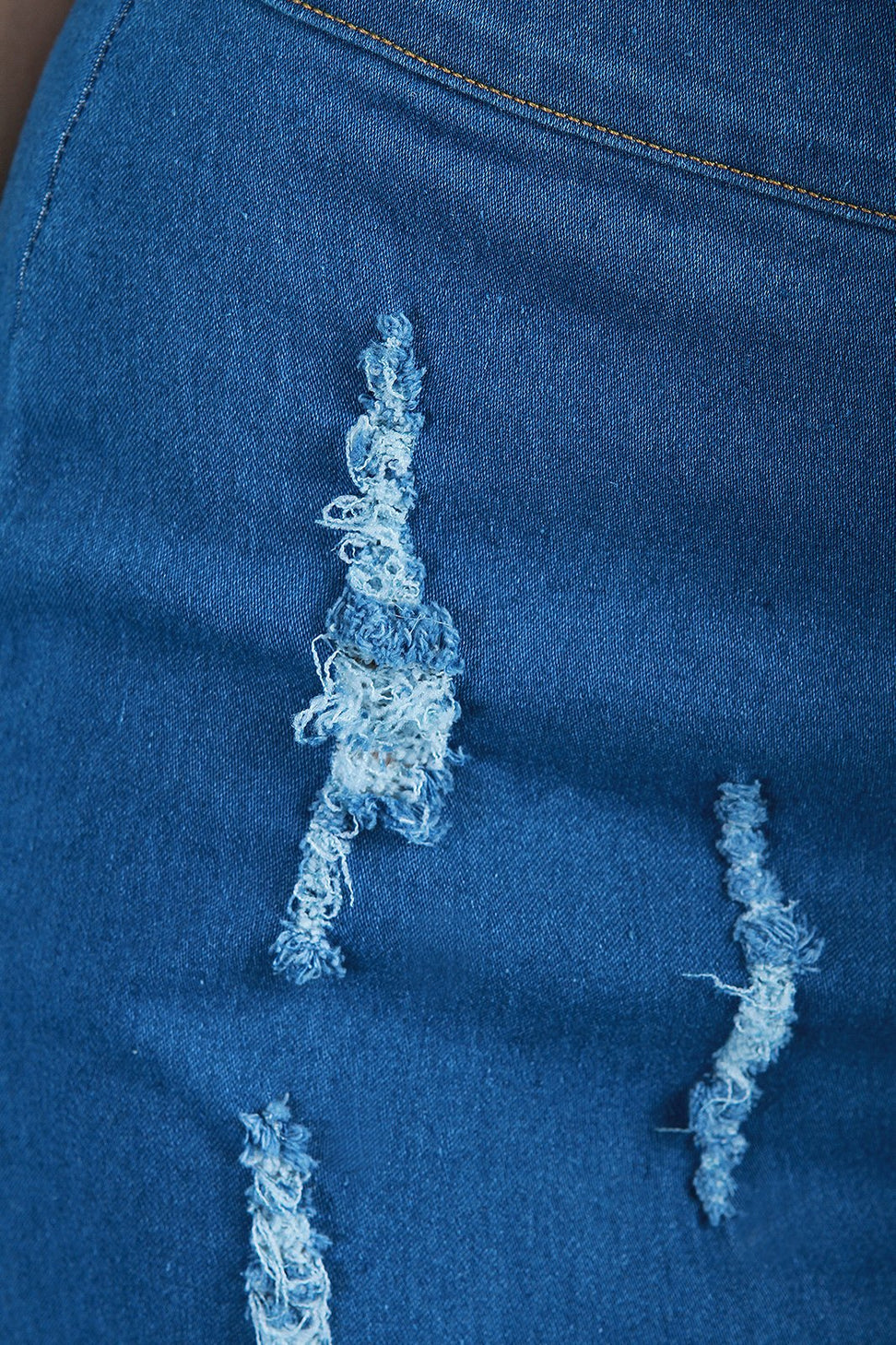 Distressed Denim High Waist Asymmetrical Midi Skirt - NoveltyOne