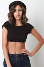 Ribbed Knit Ruffle Trim Crop Top