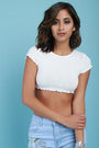Ribbed Knit Ruffle Trim Crop Top