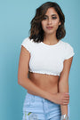 Ribbed Knit Ruffle Trim Crop Top