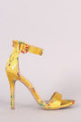 Shoe Republic LA Floral Brocade Satin Ankle Strap Heel
