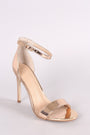 Mirror Metallic Open Toe Ankle Strap Single Sole Stiletto Heel