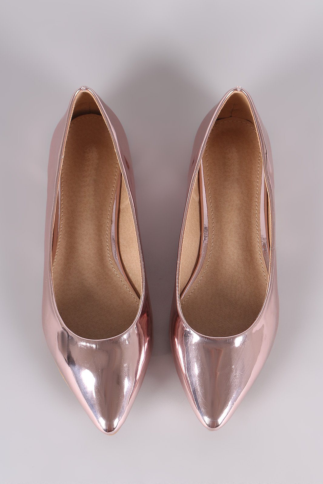 Mirror Metallic Pointy Toe Ballet Flat