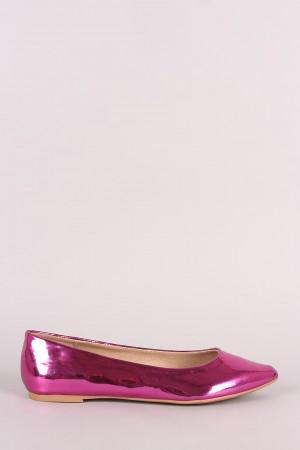 Mirror Metallic Pointy Toe Ballet Flat