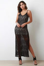Sleeveless Semi Sheer Mesh Double Slit Maxi Dress