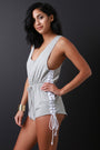 Side Lace-Up V-Neck Sleeveless Romper
