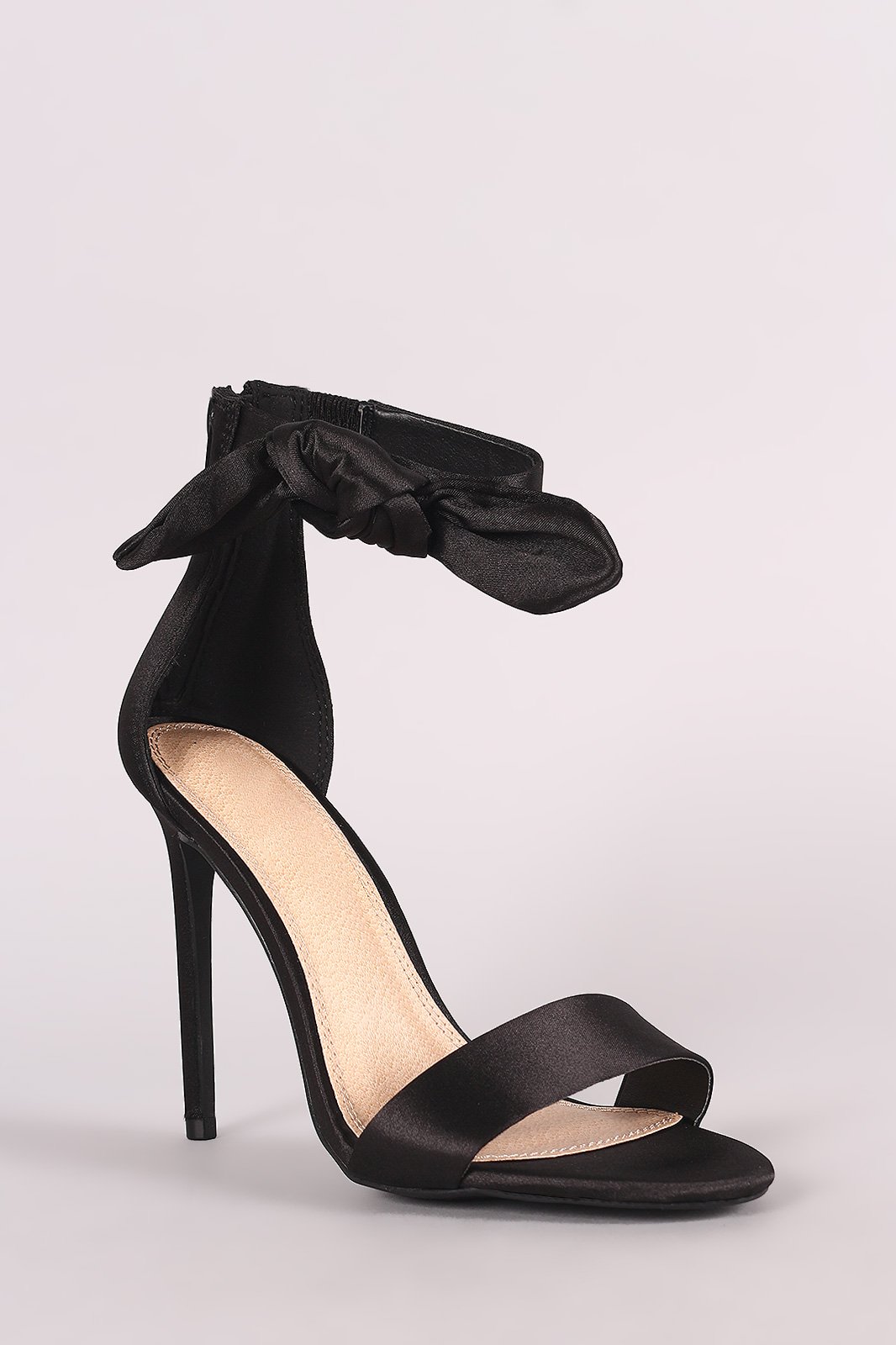 Liliana Satin Open Toe Side Knotted Bow Stiletto Heel - NoveltyOne