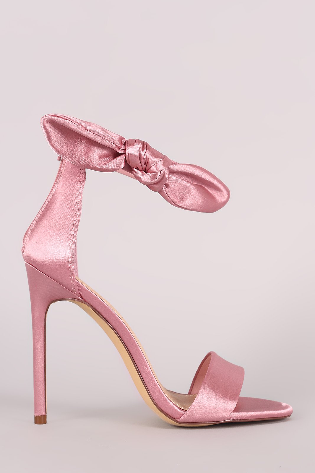 Liliana Satin Open Toe Side Knotted Bow Stiletto Heel - NoveltyOne