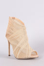 Liliana Semi-Sheer Mesh Tulle Peep Toe Stiletto Booties - NoveltyOne