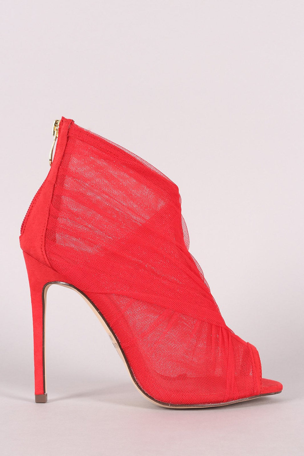 Liliana Semi-Sheer Mesh Tulle Peep Toe Stiletto Booties - NoveltyOne