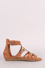 Suede Metallic Accent Cutout Wedge Sandal