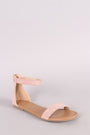 Suede Single Band Ankle Strap Flat Sandal